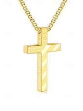 economico Accessori-Collana da uomo con ciondolo a croce in acciaio inossidabile, gioielli religiosi multicolore, catena cristiana minimalista per il 250° anniversario degli Stati Uniti, il giorno dell'indipendenza, abbigliamento casual, viaggi e vacanze.