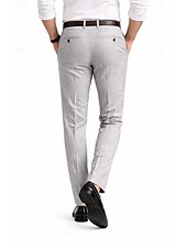 economico Giacche e Completi uomo-Uomo Cotone Lino Pantaloni Eleganti Pantaloni casual Affari Ufficio Vintage Classico &amp; Senza Tempo Formale Bianco Rosa Borgogna Primavera &amp; Estate Pantaloni Tinta unica Vestibilità aderente Lungo