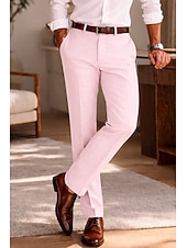 baratos Smokings &amp; Fatos-Masculino Algodão Linho Social Calça casual O negócio Casamento Vintage Clássico Formal Branco Rosa Vinho Primavera Verão Calças Côr Sólida Normal Longas Sem Elasticidade