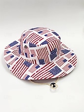 Недорогие Аксессуары-Женская ковбойская шляпа-панама из полиэстера с принтом, 2 в 1, многофункциональная, с патриотическим дизайном в виде флага США, идеально подходит для празднования 250-летия США, Дня независимости и повседневной носки.