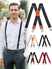 お買い得  結婚 ACC-男性用調節可能なポリエステルサスペンダー - 伸縮性があり、マルチカラーのオプション、丈夫なクリップ、結婚式、パーティー、カジュアルな普段着に最適