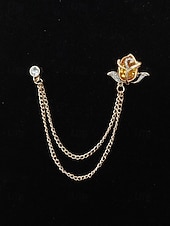 economico Matrimonio ACC-Spilla da bavero da uomo in lega con rosa e catena, accessorio per abiti da sposa e da festa, vari colori, elegante spilla floreale per occasioni formali