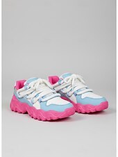 economico Sneakers da donna-Sneaker Chunky Blocco Colorato Verde e Bianco da Donna per Mardi Gras con Lacci in Cordoncino – Scarpe Platform Vivaci per Carnevale Feste anni '90 e Moda Urbana