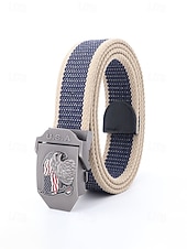 זול אביזרים-חגורת פוליאסטר מתכווננת לגברים עם אבזם דגל אמריקאי, חגורת מותן פטריוטית רב-צבעונית לאירועי יום השנה ה-250 לארה"ב, יום העצמאות, טיולים, חופשות ולבוש ספורטיבי קז'ואל