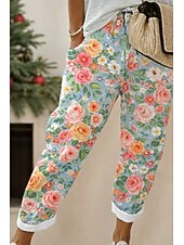 Χαμηλού Κόστους Γραφικά Παντελόνια-Γυναικεία Πλατύ παντελόνι ανάπαυσης Ίσια Διακοπές Καθημερινό Πλήρες μήκος Φυσικό Φλοράλ Γραφική Τσέπη Εκτύπωση Στάμπα Άνετα Άνεση Άνετο Μικροελαστικό Διακοπές Δρόμος Αιτιώδης συνάφεια