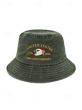  Мужская хлопковая панама с вышитым орлом, разноцветная патриотическая шляпа в честь 250-летия независимости США, для повседневной носки, путешествий, отдыха и фестивалей на открытом воздухе.