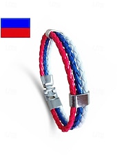 economico Accessori-Bracciale da uomo intrecciato in similpelle, disponibile in diversi colori, ispirato alla bandiera americana, ideale per partite di calcio, tifosi, tifosi di football, per lo spirito di squadra e per un look casual da giorno di partita.