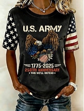 economico Magliette Giorno dell’Indipendenza-Giorno dell'Indipendenza Americana Per donna Maglietta Stampato Grafico Bandiera Lettera Vintage Elegante Classico Manica Corta Girocollo Top Regolari Quotidiano Nero Bianco Rosso Estate Primavera