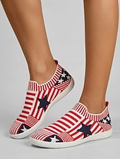  Женские слипоны USA 250-летия — удобные туфли с широким голенищем и звездным рисунком для парадов, Дня независимости и патриотических торжеств.