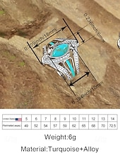 billiga Semestertillbehör-Bohemisk turkos ring för kvinnor – legering, flera storlekar, perfekt för vardagskläder och strandsemesterstil