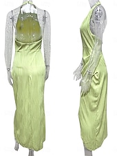 preiswerte abendkleider-Damen Midikleid Partykleid Cocktailkleid Etui-Kleid Elegant Mode Modern Abendgesellschaft Party Besonderer Anlass Normale Passform Einfach Ärmellos Neckholder Schwarz Grün Sommer Frühling