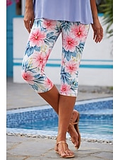 preiswerte -Damen Chinos Leggings Urlaub Streetwear Lässig Capris Hohe Taille Blumen Grafik Drucken Komfort Weich Bequem Hohe Elastizität Täglich Outdoor Urlaub Blau Hellgelb Hellrosa Sommer Frühling Herbst
