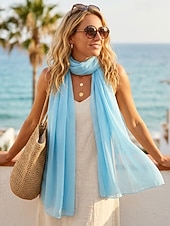 preiswerte Urlaubszubehör-Chiffonschal für Damen, leichtes Polyester, Boho-Stil, mehrfarbig, weich und atmungsaktiv, perfekt für Urlaub, Reisen, Alltag und Freizeitoutfits