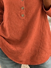abordables Blusas Sencillas-Mujer Blusa Encaje Botones Color sólido Elegante Casual Manga 3/4 Escote en Pico Tops regulares Diario Azul Piscina Negro Blanco Rosa Naranja Primavera Otoño