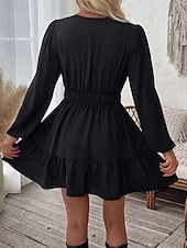 preiswerte Lässige Blumenkleider-Damen Minikleid Boho-Kleid Freizeitkleid Elegant Mode Modern Outdoor Urlaub Ausgehen Normale Passform Blumen Langarm V Ausschnitt Schwarz Wein Rote Grün Sommer Frühling