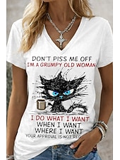  γυναικείο μπλουζάκι αστεία αποφθέγματα χιούμορ κομψό κλασικό casual κοντομάνικο ντεκολτέ με V κανονικές μπλούζες καθημερινά έξοδος Σαββατοκύριακο μπλε λευκό κόκκινο λευκό καλοκαίρι άνοιξη φθινόπωρο