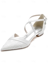 billige Mor til bruden/groom-Dame marineblå flate sko med spiss tå og kryssremmer, elegante sko til brudens mor til hagebryllup, komfortable flate sko til utendørs bruk