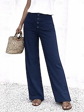 ieftine pantaloni cu picior drept-Pentru femei chinez Drept Elegant Vacanță Modă Lungime totală Talie Înaltă Simplu Confortabil Confort Απαλό Micro-elastic Zilnic În aer liber Stradă Albastru piscină Bleumarin Alb Verde Militar Var