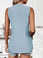 economico Top e canotte da donna-Per donna Maglietta Canotta Patchwork Traforato Tinta unica Moda Elegante Classico Senza Maniche Girocollo Top lunghi Quotidiano Uscire Weekend Bianco Rosa Vino Azzurro cielo Estate Primavera