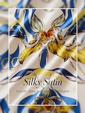 Недорогие Платья для отпуска-шелковистое атласное платье-рубашка с цветочным принтом цвета океанской синей орхидеи