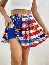  Per donna Gonna da vacanza Elegante Moda Abbigliamento da Spiaggia Casual Sopra il ginocchio Vita Alta Gonne Grafico Stampato Elasticizzato Quotidiano Spiaggia Blu Rosso Blu scuro Estate