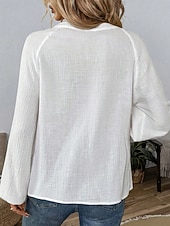 abordables Blouses &amp; Shirts-Women's Shirt Blouse Embroidered Print Floral Classic Modern Casual Long Sleeve V Neck Regular Tops Daily Outdoor Holiday White Summer Spring