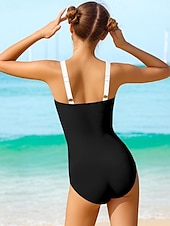 cheap One Piece Swimsuit-Kids Girls' Swimsuit Outdoor Beach Color Block Vacation Fashion Patchwork Bathing Suits 4 years+ Summer Blue Black