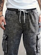 Χαμηλού Κόστους Στρατιωτικά παντελόνια-Ανδρικά Παντελόνια με τσέπες Τζόγκερ Παντελόνια Casual παντελόνι Παντελόνια με οξύ Κορδόνι Ελαστική μέση Σκέτο Άνεση Πλήρες μήκος Causal Καθημερινά ΕΞΩΤΕΡΙΚΟΥ ΧΩΡΟΥ Μοντέρνα Κομψό στυλ street Γκρίζο