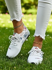 cheap Women's Sneakers-Women's Yellow Floral Print Knit Sneakers – Lightweight Breathable Casual Shoes with Cushioned Non-Slip Sole, Fashion Walking Shoes for Travel, Outdoor and Everyday Wear