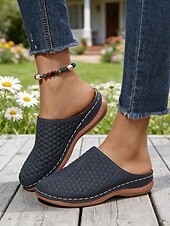 cheap Women's Clogs &amp; Mules-Women's Beige Slip-On Perforated Loafers – Comfortable Summer Shoes for Casual, Travel and Everyday Wear