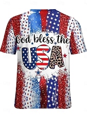 cheap Independence Day Top-American Independence Day Women's T Shirt Print Graphic Letter American Flag Stylish Classic Casual Short Sleeve Crew Neck Regular Tops Daily Blue Summer Spring