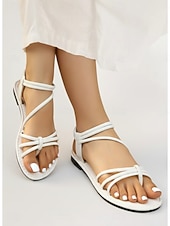 baratos Sandálias Planas-Sandálias rasteiras pretas minimalistas femininas com tiras - calçado confortável para caminhadas de verão com design de tira em T e tira segura no tornozelo, ideal para férias na praia e viagens ao