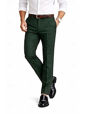 economico Giacche e Completi uomo-Uomo Cotone Lino Pantaloni Eleganti Pantaloni casual Affari Ufficio Vintage Classico &amp; Senza Tempo Formale Bianco Rosa Borgogna Primavera &amp; Estate Pantaloni Tinta unica Vestibilità aderente Lungo