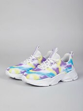 preiswerte Damen Laufschuhe-Damen-Laufschuhe mit Batikmuster und Schnürung – atmungsaktive, leichte Mesh-Sneaker zum Joggen, Strandlaufen und fürs Fitnessstudio &amp;Freizeitkleidung