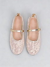 Χαμηλού Κόστους Παράνυμφος-Γυναικεία ροζ δαντελένια φλατ παπούτσια - άνετα παπούτσια για παράνυμφους για γάμους στον κήπο