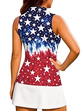  250º Aniversário da América Dia da Independência Mulheres Bandeiras Camisa polo de caminhada Camisa de tênis Moletom de tênis Sem Manga Esportivo UPF50+ Resistente a UV Treinador Dançando Proteção UV