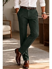 baratos Smokings &amp; Fatos-Masculino Algodão Linho Social Calça casual O negócio Casamento Vintage Clássico Formal Branco Rosa Vinho Primavera Verão Calças Côr Sólida Normal Longas Sem Elasticidade