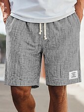 ieftine Retro-Bărbați Pantaloni Scurți Pantaloni scurți de vară Pantaloni scurți de plajă Pantaloni scurți casual Cordon Talie elastică Simplu Culoare solidă Texturat Confort Lungimea genunchiului Zilnic În aer