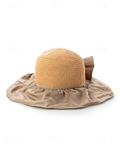 Недорогие Женские шляпы-Женская складная солнцезащитная шляпа в стиле бохо с чехлом для хранения, портативная пляжная шляпа из полиэстера с широкими полями, различных цветов, для повседневной носки, путешествий, отдыха и курортного отдыха.