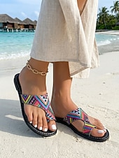 abordables Zapatos de mujer-Sandalias de playa para mujer con motivo del 250.º aniversario de EE. UU.: blancas y azules, con estampado de estrellas patrióticas, ideales para el 4 de julio y las vacaciones. &amp; playa