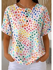 economico T-shirt a righe e geometrico-Maglietta Waffle da donna maglie a maglia testurizzata color block grafica geometrica astratta elegante classica manica corta girocollo standard casual fine settimana marrone chiaro khaki arcobaleno