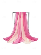 billige Ferietilbehør-Dameskjerf i bohemsk gradientstil i chiffong, flerfarget, lett polyestersjal for fritidsbruk, reise, ferie, strand og resortstil