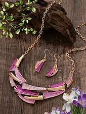 olcso Nyaralási kiegészítők-női bohém ötvözetből készült nyaklánc és fülbevaló szett, többszínű, stílusos és elegáns dizájn, ideális mindennapi használatra, nyaraláshoz és utazáshoz