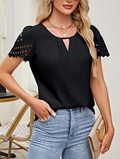 Χαμηλού Κόστους Απλή μπλούζα-Γυναικεία Μπλουζάκι Μπλουζάκι μπλουζάκι Μικρή Οπή Σκέτο Μοντέρνα Στυλάτο Κλασσικό Κοντομάνικο Στρογγυλή Ψηλή Λαιμόκοψη Κανονικά μπλουζάκια Καθημερινά Εξόδου Σαββατοκύριακο