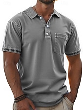 economico Polo classica da uomo-Per uomo Polo Camicia 100% cotone lavaggio acido Casuale Ferie Bavero Manica Corta Moda Essenziale Tinta unica Semplice Vintage ▾ angosciato Estate Primavera Tutte le stagioni Vestibilità regolare