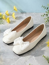 tanie Buty na płaskim obcasie damskie-Damskie balerinki z kokardką w kolorze różowym, eleganckie, wsuwane buty na co dzień z kwadratowymi noskami, do noszenia na co dzień, w podróży i do pracy &amp;weekendowy wypoczynek