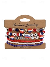 preiswerte Zubehör-Damen-Armbandset in Flaggenfarben, stapelbarer Fächerschmuck aus Legierung in verschiedenen Länderdesigns für Fußballspiele, Teamunterstützung, lässige Alltagskleidung und Spieltagsoutfits.
