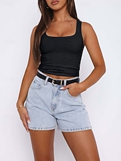 economico Serbatoio Semplice-Per donna Canotta Maglietta senza maniche Maglietta Tinta unica Moda Classico Casual Senza Maniche Collo a U Top Regolari Quotidiano Uscire Weekend Nero Bianco Giallo Grigio chiaro Rosso rosa Estate