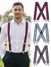 billige Bryllup ACC-Elastiske justerbare seler i polyester for menn i flere farger for bryllupsfester, kontorpendling, forretningsantrekk og formell bruk