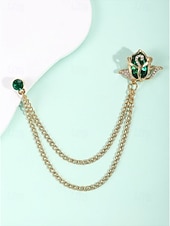 economico Matrimonio ACC-Spilla da bavero da uomo in lega con rosa e catena, accessorio per abiti da sposa e da festa, vari colori, elegante spilla floreale per occasioni formali